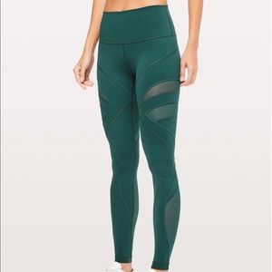 Lululemon size 6 WUNDER UNDER HIGH-RISE TIGHT *MESH 28" Royal Emerald leggings
